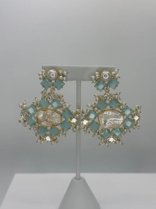 Premium Baby Blue MOP Earrings - Mother of Pearl