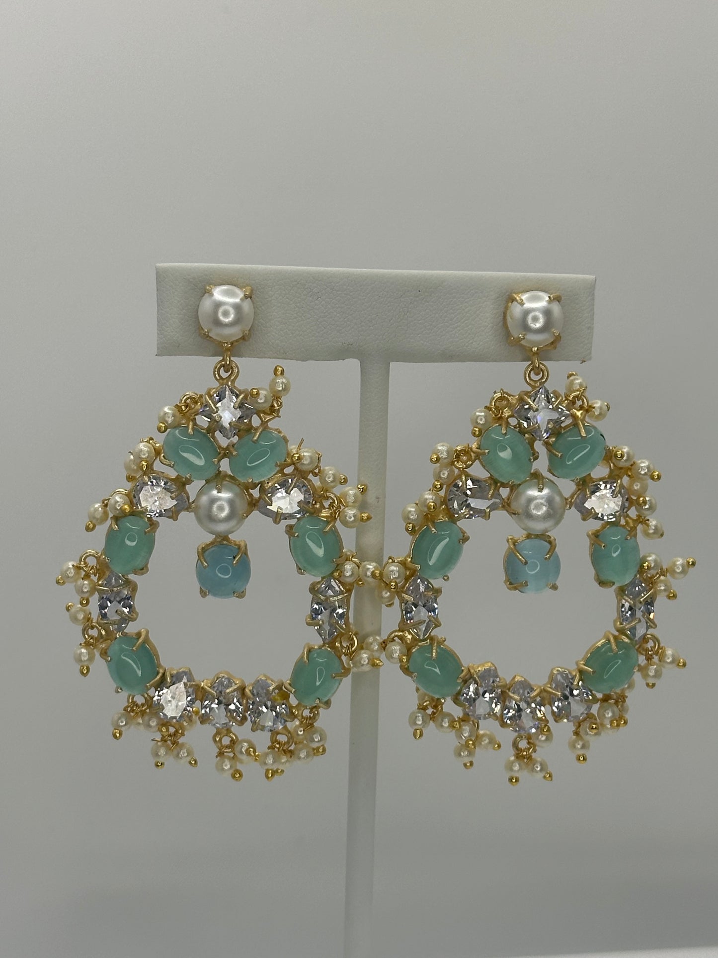 Jasmin - Premium Sea Blue/Green MOP Earrings - Mother of Pearl