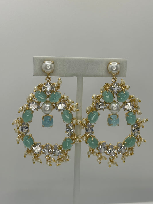 Jasmin - Premium Sea Blue/Green MOP Earrings - Mother of Pearl