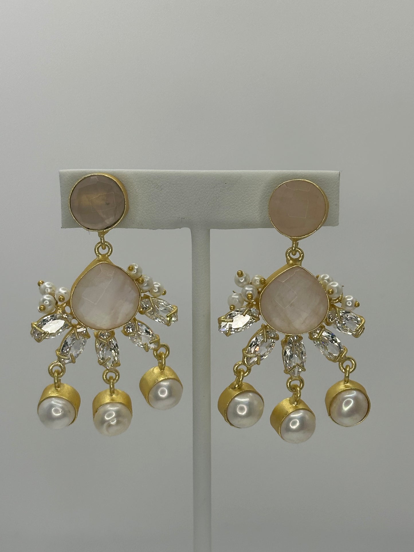 Premium Peachy Nude MOP Earrings - Mother of Pearl