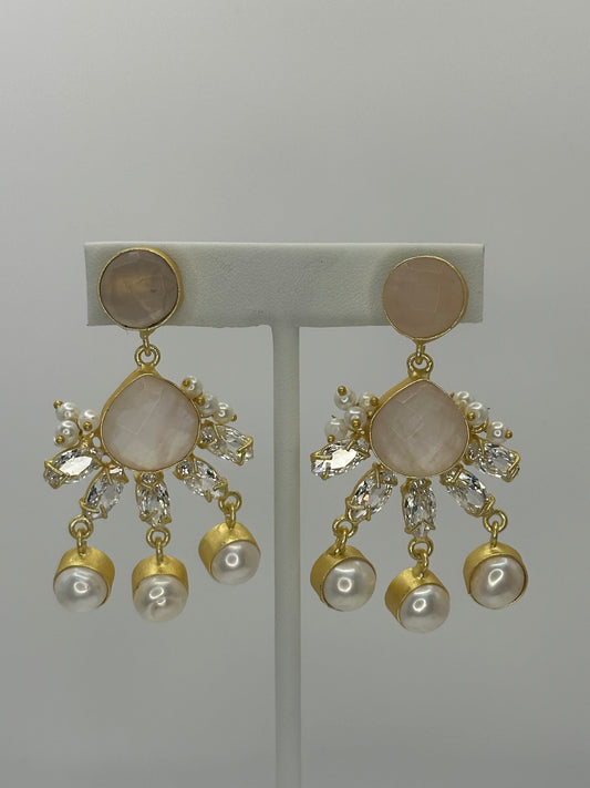 Premium Peachy Nude MOP Earrings - Mother of Pearl