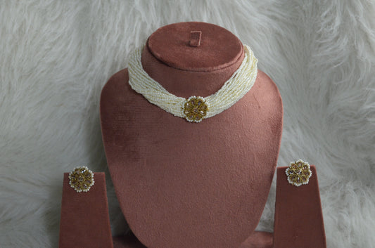Alina Floral Pearl Beaded Choker Set