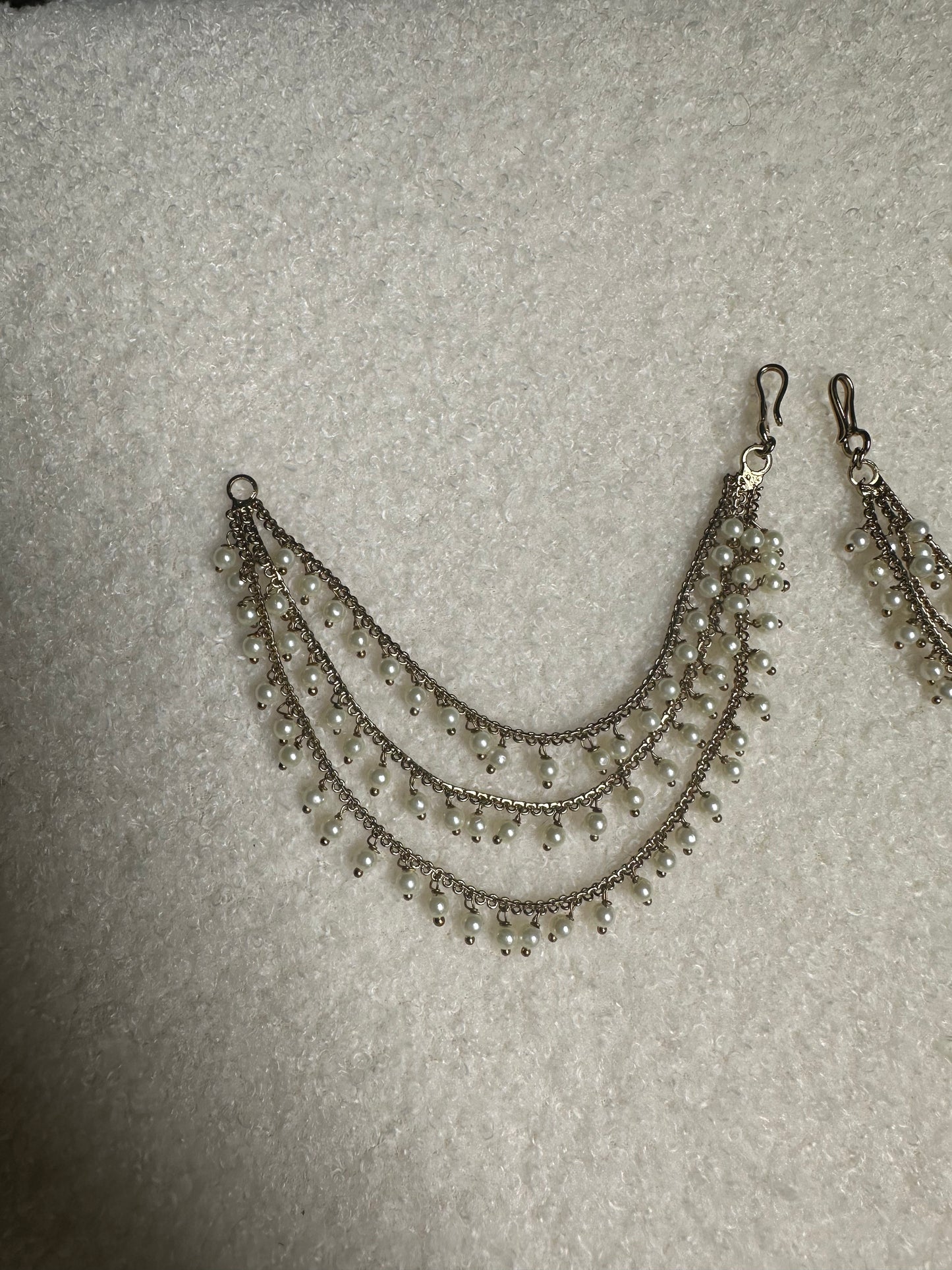 Triple Layer Pearl Earrings Sahare Chain