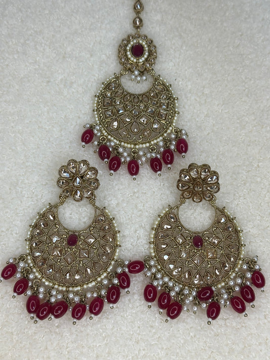 Farah Ruby Statement Earrings Tikka