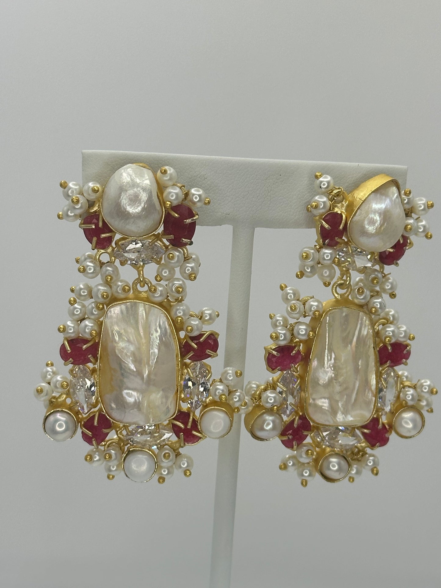 Premium Ruby MOP Earrings - Mother of Pearl