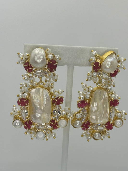Premium Ruby MOP Earrings - Mother of Pearl